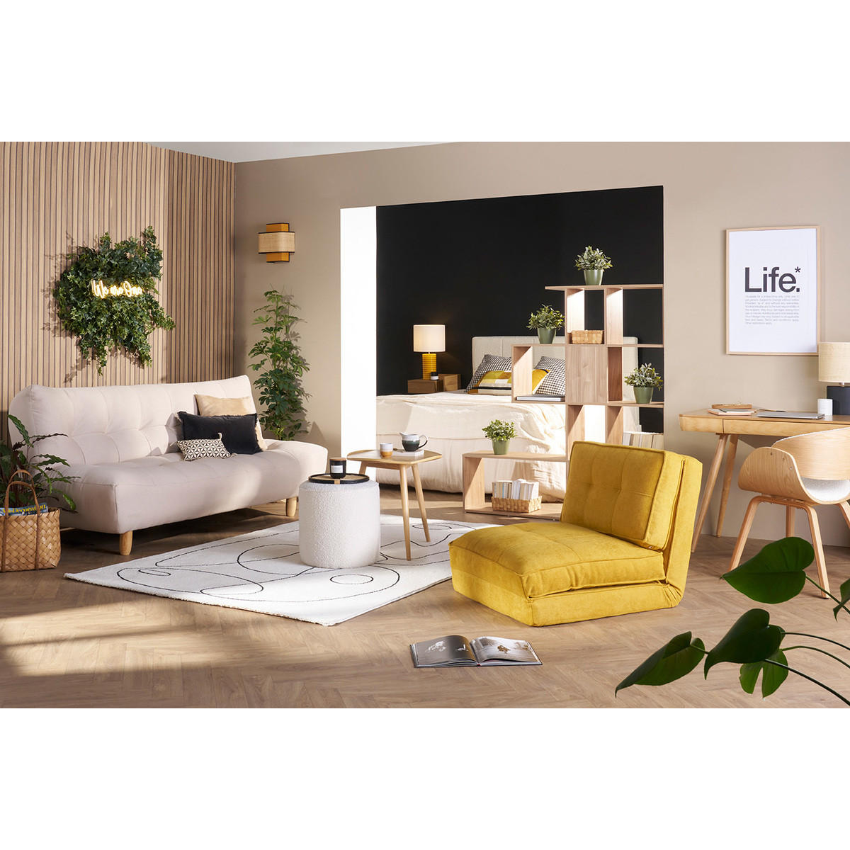 SCHLAFSESSEL Schwarz SALLY - Schwarz, Textil (85/65.5/74cm) - Miliboo