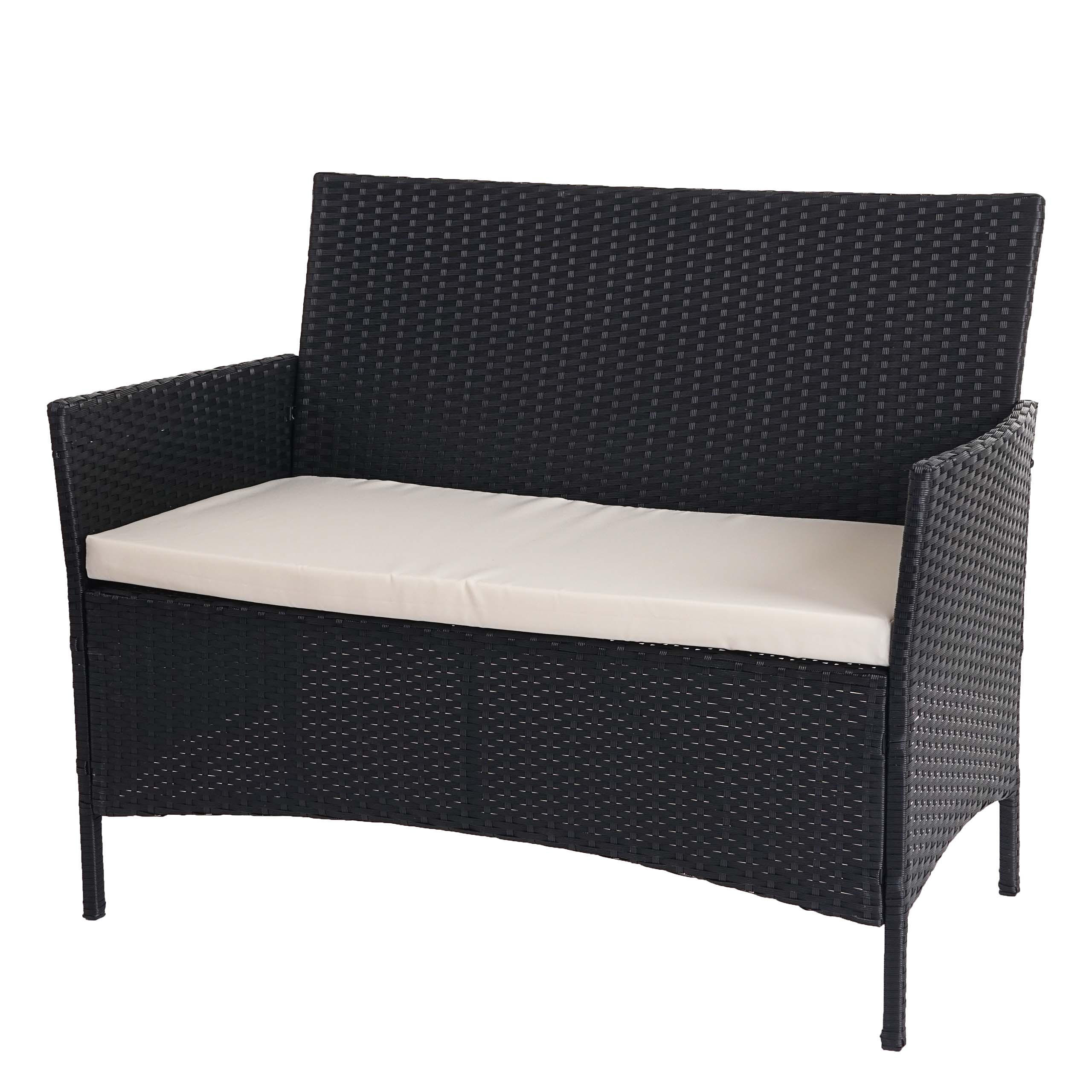 MCW POLY-RATTAN ZAHRADNÍ LAVICE Antracitová, krémově bílá
