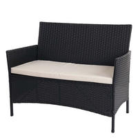 POLY-RATTAN GARTENBANK Anthrazit, Cremeweiß - Anthrazit/Weiß, Kunststoff (106/83/60cm) - MCW