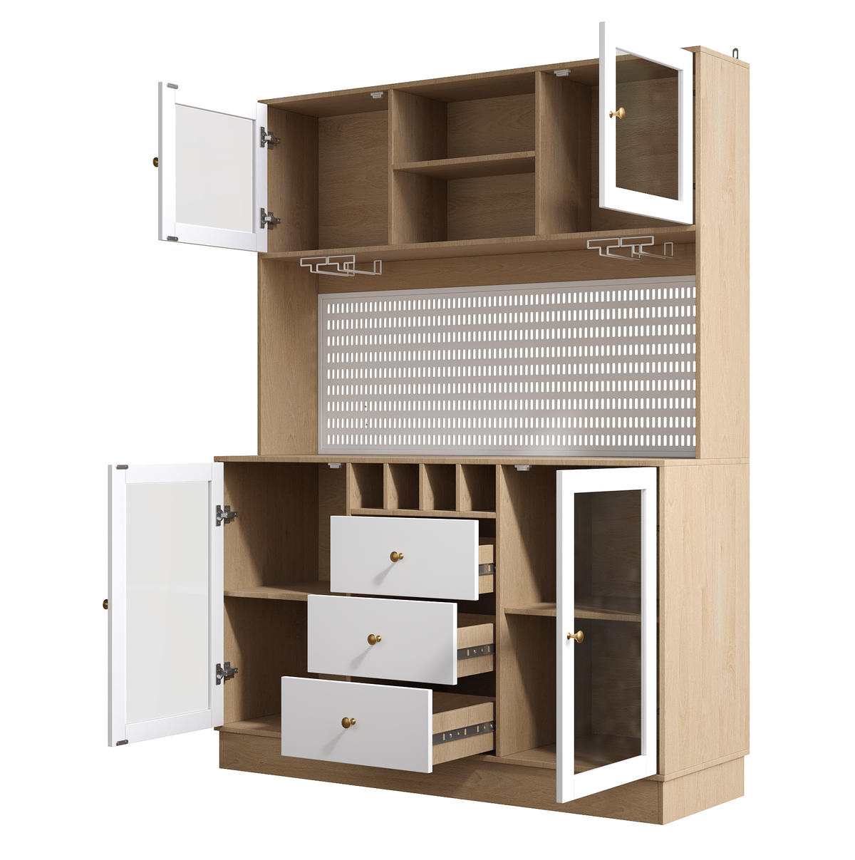 HOCHSCHRANK mit LED-Beleuchtung 140 x 40 x 185,7 cm Weiß Glas - Weiß, Glas (40/185.7/140cm) - Meubliv