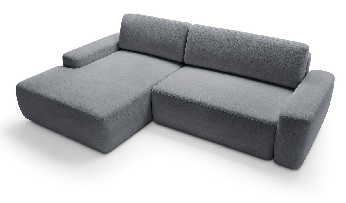 ECKCOUCH mit Schlaffunktion Orea M, 265 cm, Bettkasten, Links, Dunkelgrau - Dunkelgrau, Holz (264/162cm) - Emporius