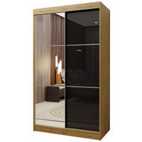 SCHWEBETÜRENSCHRANK VITALE 120/216/61 cm 2-türig mit Spiegel Eiche Artisan - Schwarz/Eiche Artisan, Holzwerkstoff (120/216/61cm) - MASSENO