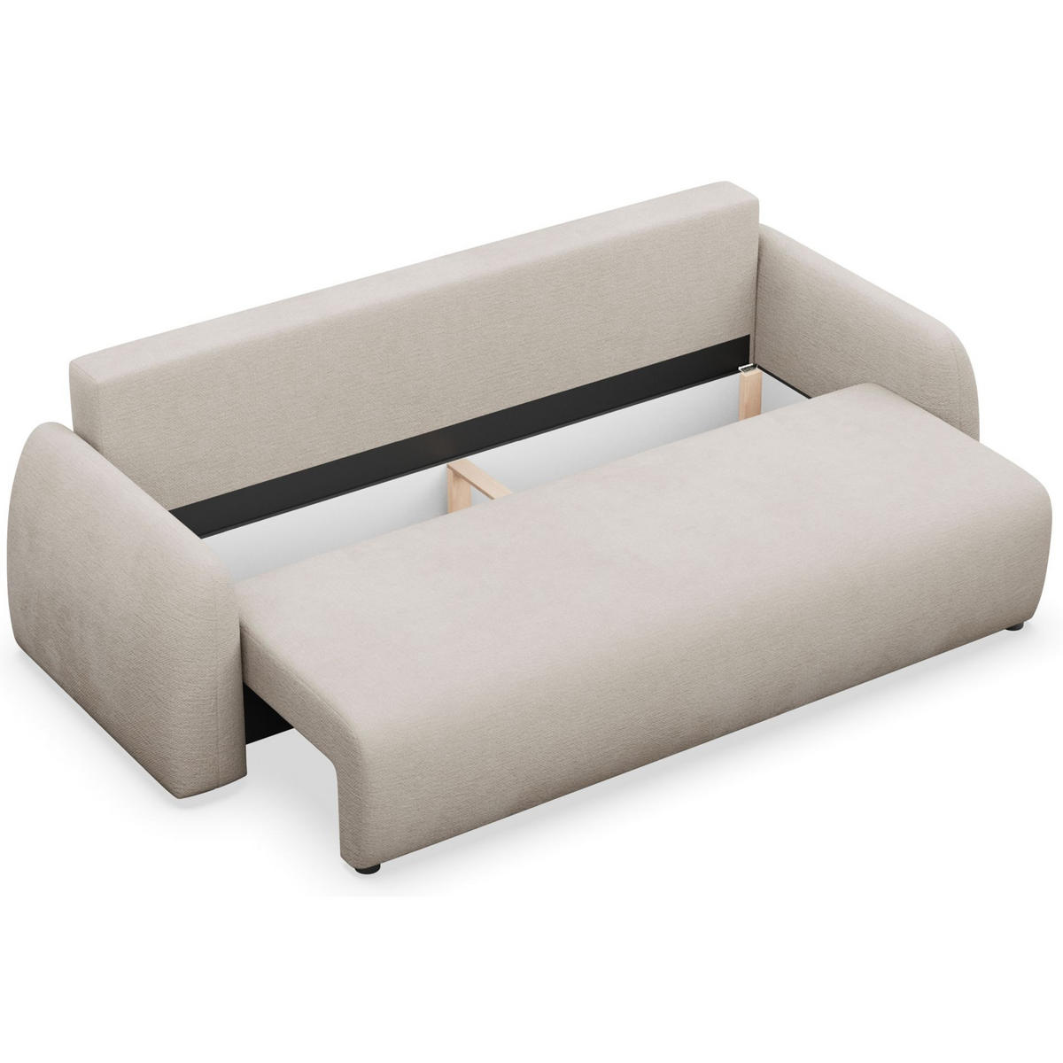 3-SITZER SOFA Nubelle Hellbeige Chenille-Bezug, wasserabweisend - Ecru/Schwarz, Kunststoff/Textil (244/85/93cm) - Selsey