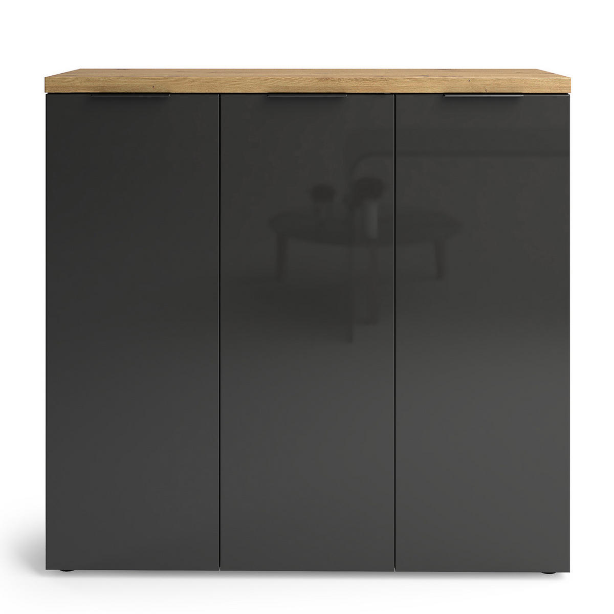 SCHUHKOMMODE - Schwarz/Grau, Holzwerkstoff/Kunststoff (120/115/34cm) - home24