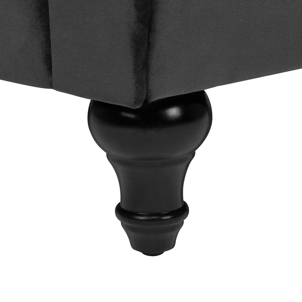 3-SITZER-SOFA Samtstoff Schwarz Chesterfield - Schwarz, Textil (201/70/75cm) - Beliani