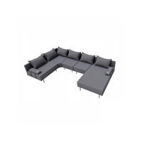 GARTENSOFA BAHAMA XL Links - Wetterfeste Balkonmöbel & Terrassenmöbel Außen - Moderne Lounge Möbel für Garten - Balkon & Terrasse - Dunkelgrau - Dunkelgrau, Kunststoff (370/75/222cm) - Trada