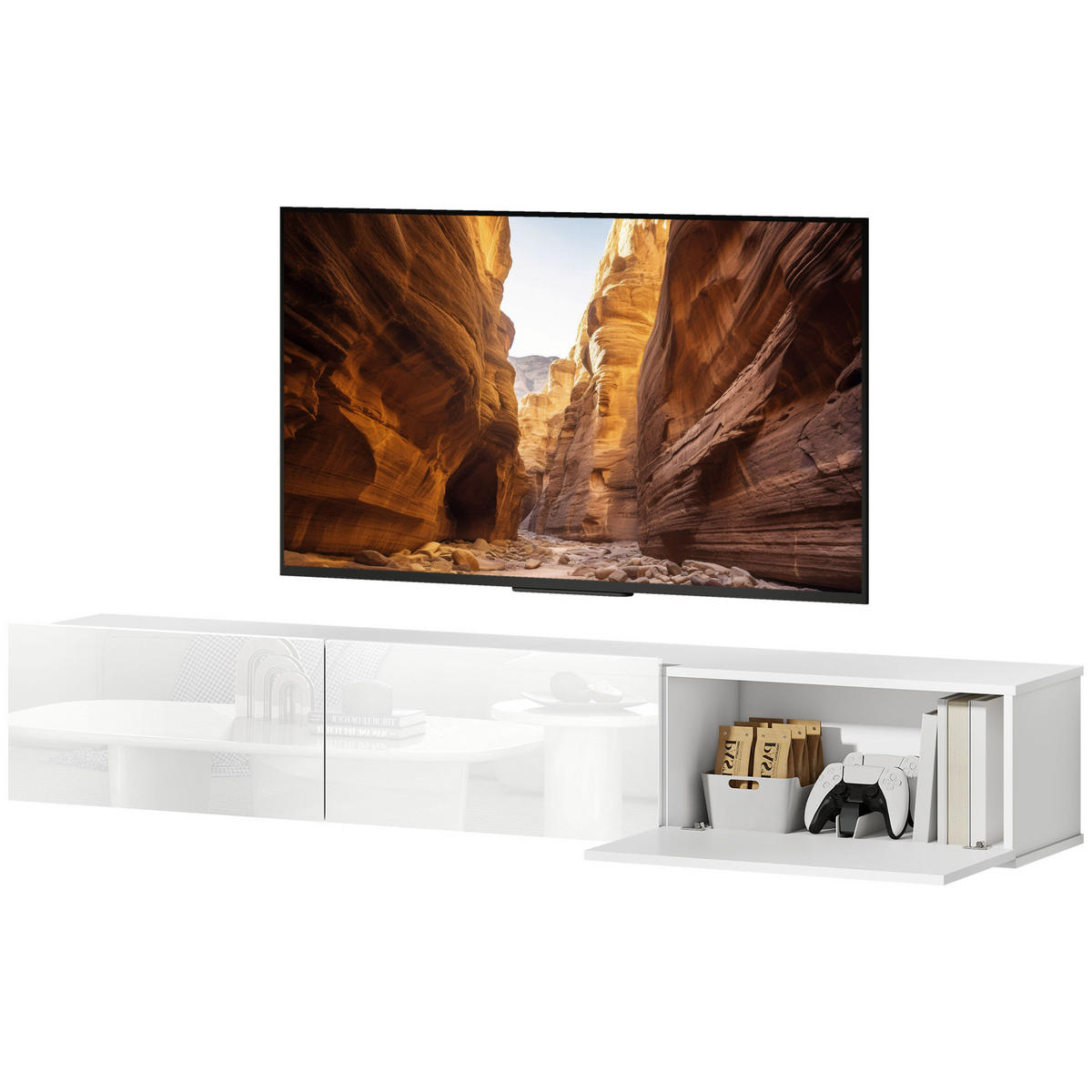 TV-MÖBEL Weiß 1 Stück - Weiß, Holzwerkstoff (180/29.8/31.5cm) - GiPP
