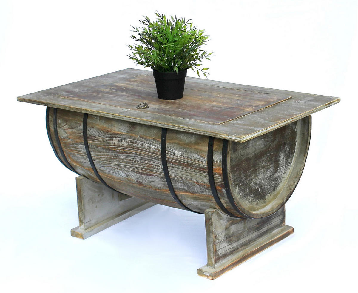 COUCHTISCH halbiertes Weinfass aus Holz Braun 80 cm 5084-H - Braun, Holz (50/80/43cm) - DanDiBo