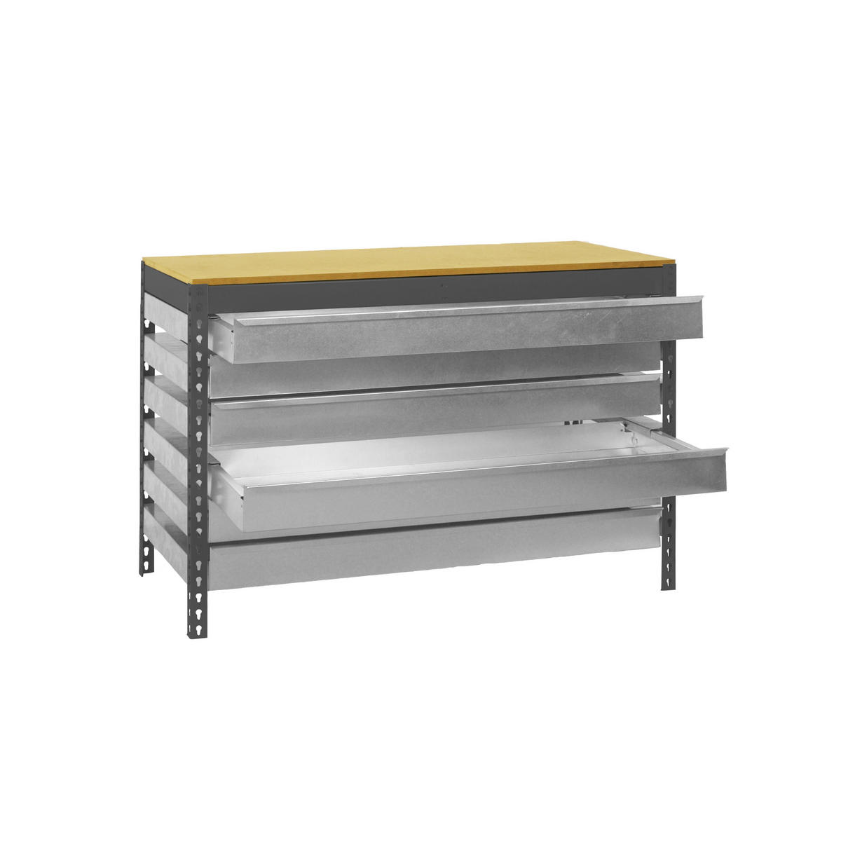 WERKBANK BUFFALO mit Schubfächern | HxBxT 84x150x76cm | Traglast 600kg | Anthrazit - Anthrazit, Metall (150/84/76cm) - PROREGAL