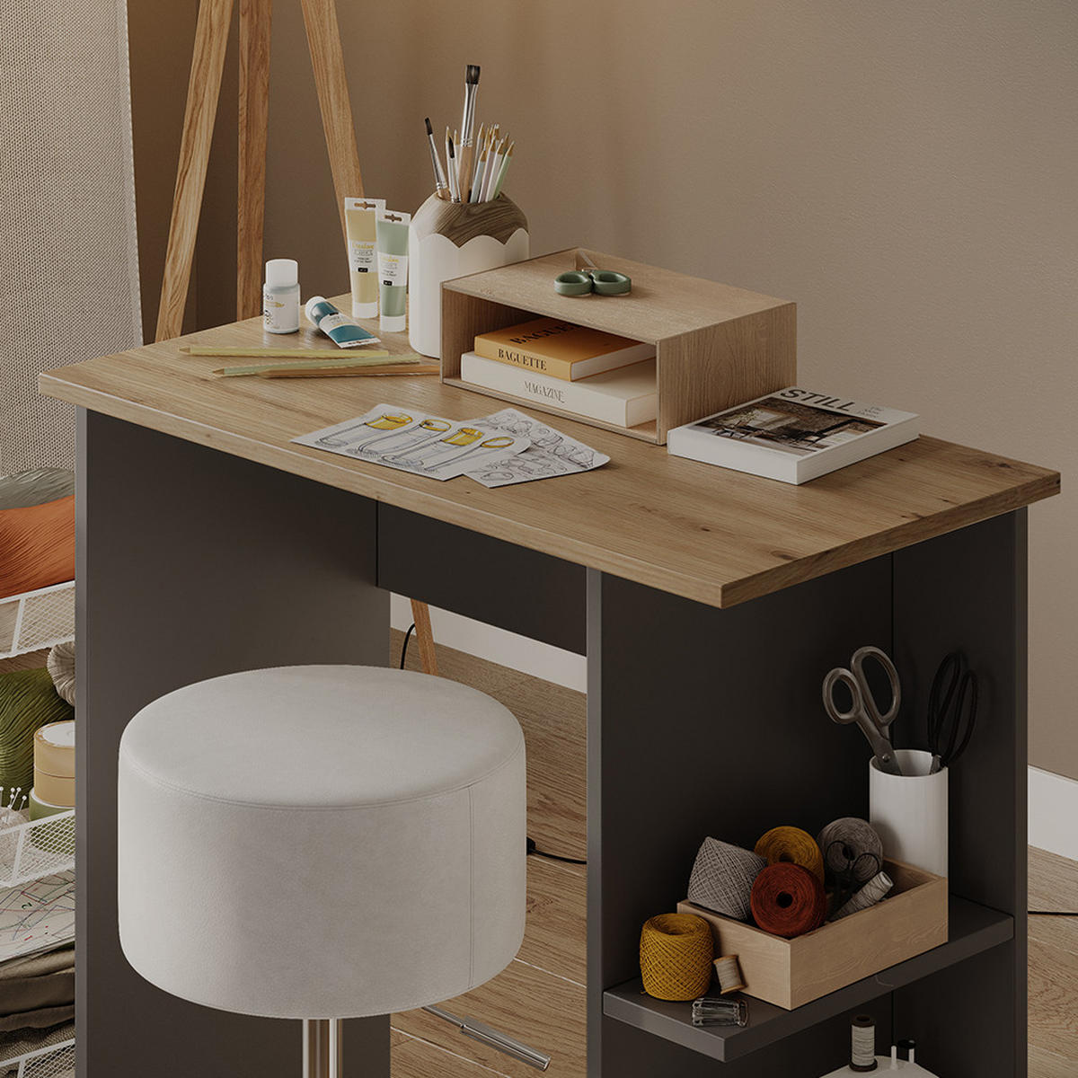 PSACÍ STŮL Simple Antracit 80 x 40 cm - antracitová, kompozitní dřevo (40/80/76cm) - Vicco