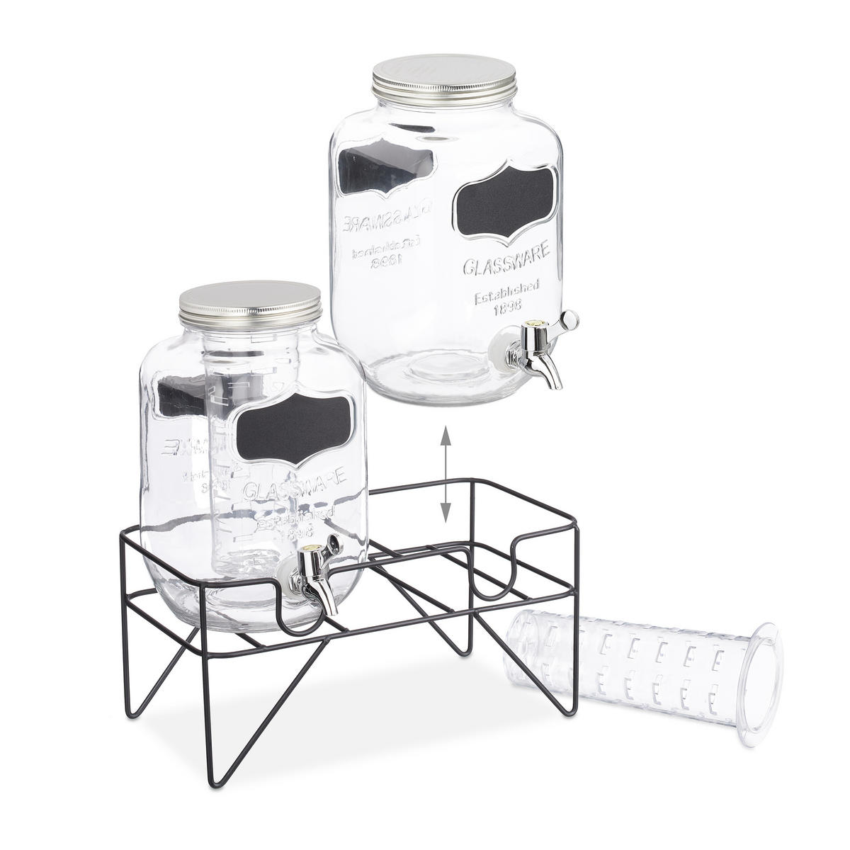 GETRÄNKESPENDER - Transparent, Glas/Kunststoff (4L) - Relaxdays