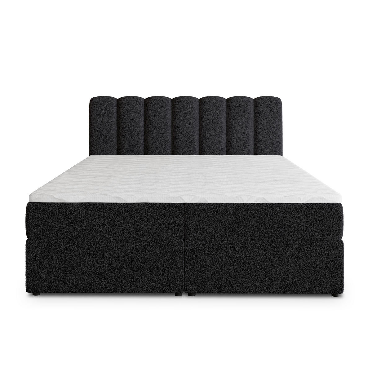 POSTEL BOXSPRING SOLIA 180x200 cm, s matrací a úložným prostorem, černá - černá, kompozitní dřevo/textil (180/200cm) - MASSENO