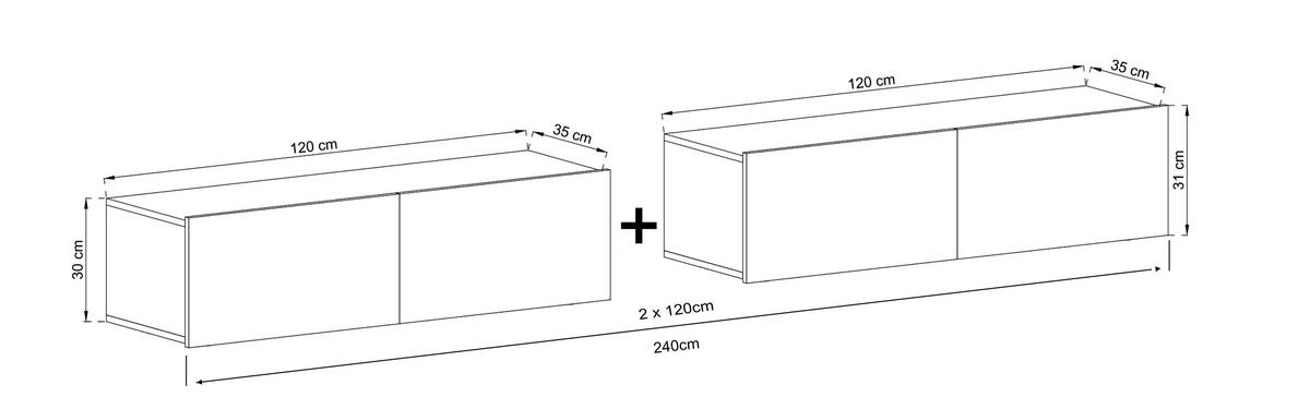 TV-LOWBOARD 2-er Set Enjoy Kaschmir Matt Schublade 120 cm - Kaschmir, Holzwerkstoff (240/30/35cm) - Meble Lindner