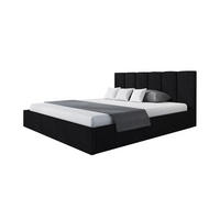 POLSTERBETT TOKIO SLIM, 120 x 200 cm mit Bettkasten und Lattenrost aus Holz, Farbe: Schwarz, Velourestoff - Schwarz, Holz/Kunststoff (120/200cm) - Alpi-Möbel