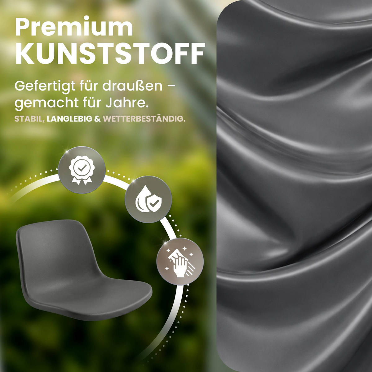 GARTENSTUHL 4er Set Kunststoff Dunkelgrau - Dunkelgrau, Kunststoff (45/84/55cm) - CLP