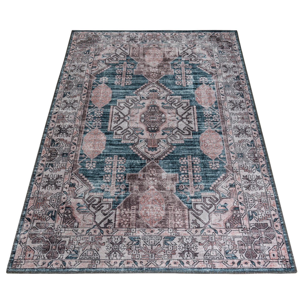 TEPPICH DUBAI petrol orientalisch 120/180 cm - Petrol, Textil (120/180cm) - Tapiso