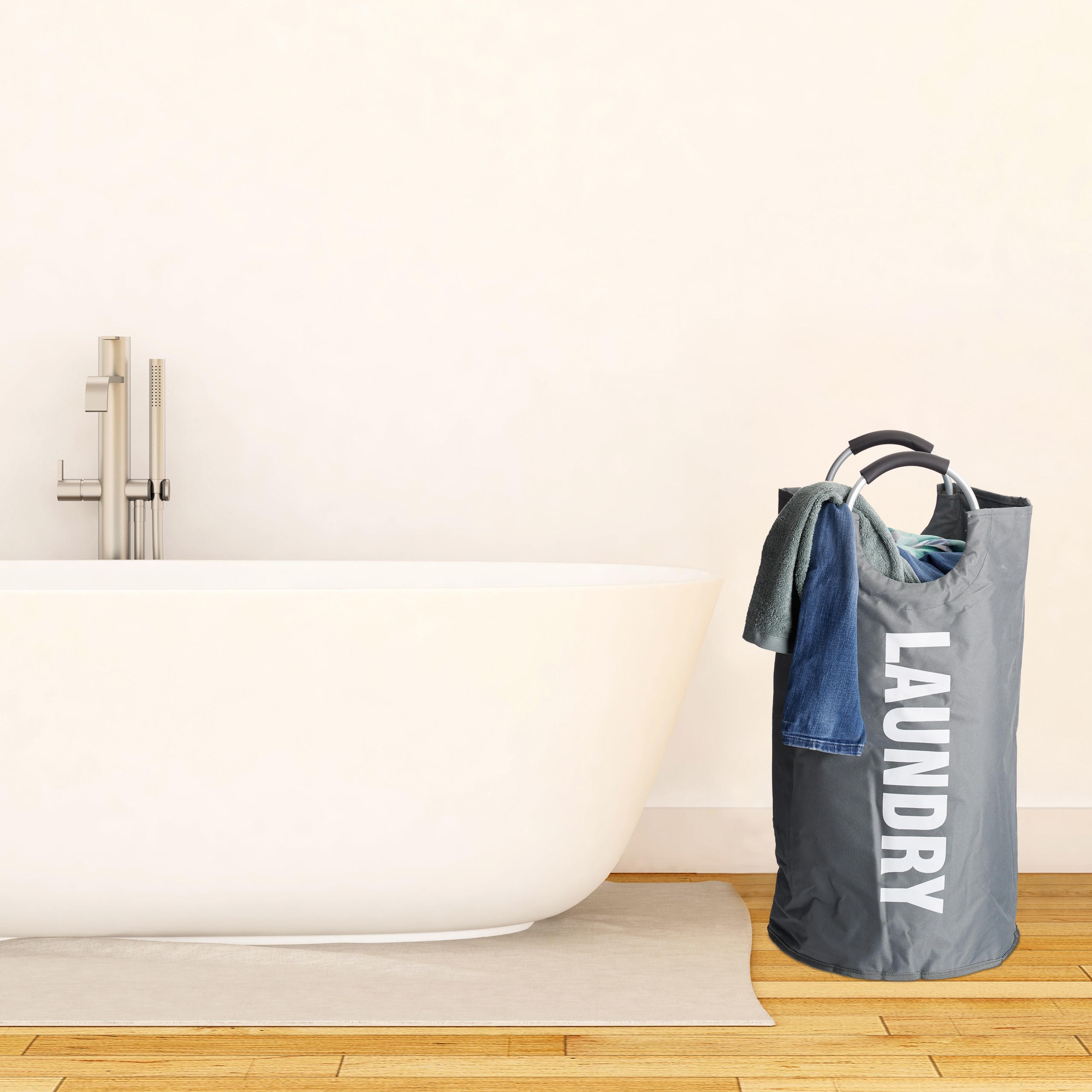 WÄSCHEKORB - Anthrazit, Textil/Metall (38/70/38cm) - Relaxdays