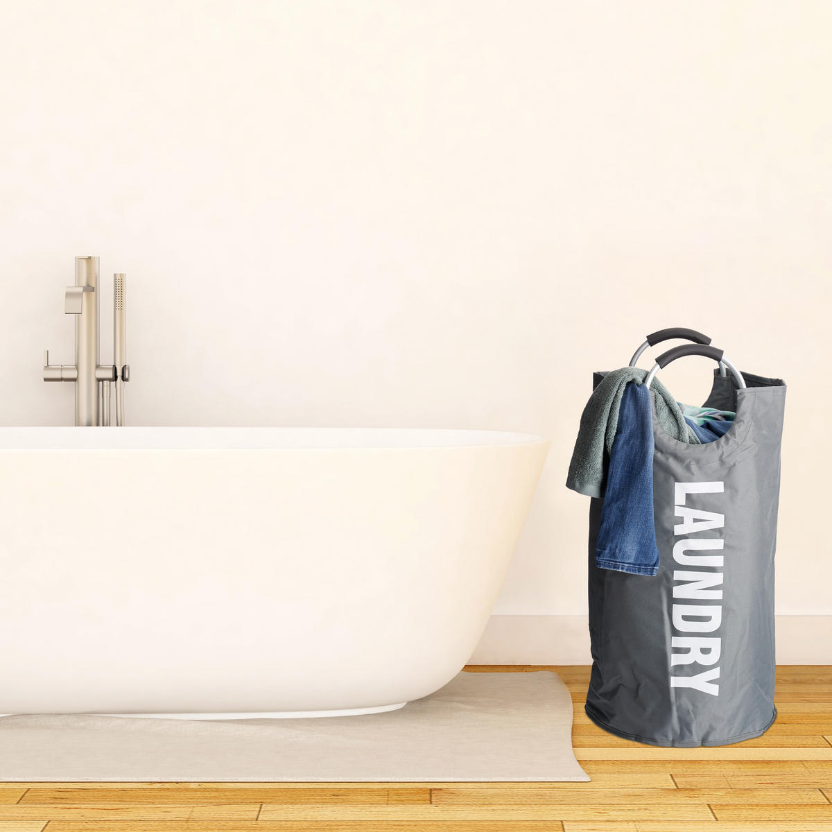 WÄSCHEKORB - Anthrazit, Textil/Metall (38/70/38cm) - Relaxdays