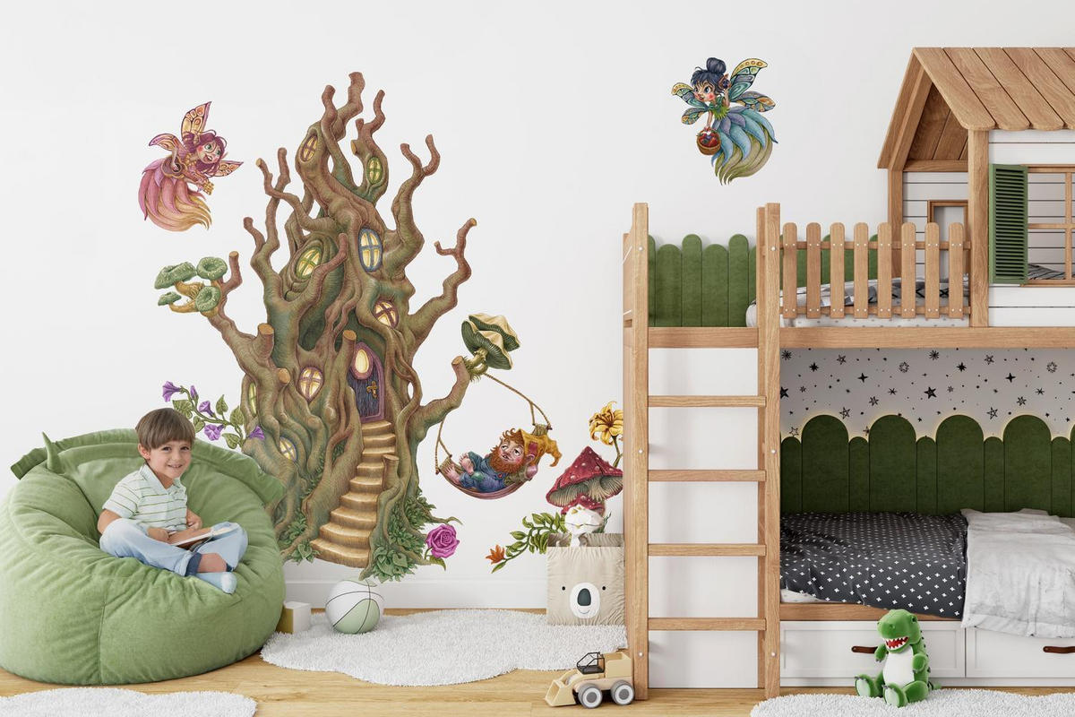 WANDAUFKLEBER 80x106cm - Feenwaldwesen - Multicolor, Kunststoff (80/106/0.1cm) - Wallfluent
