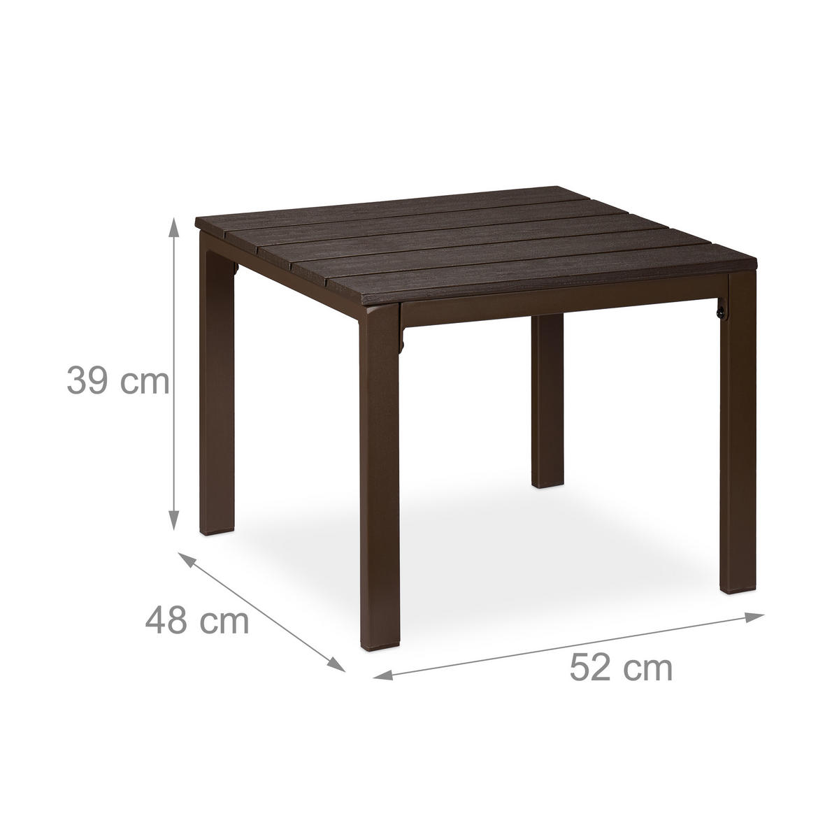 BALKON-BEISTELLTISCH - Braun, Kunststoff/Metall (48/52/39cm) - Relaxdays