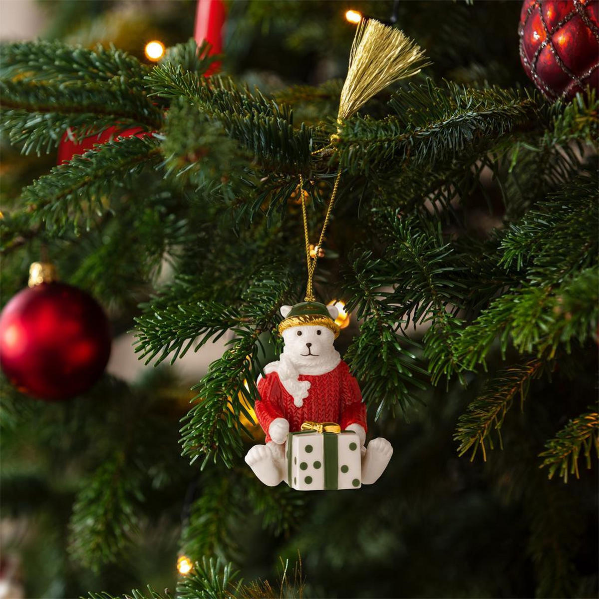 ORNAMENT PLÜSCHBÄR 2026 Christmas Classics weiß-gold 6,5 x 6,8 x 8 cm - Goldfarben/Weiß, Keramik (6.8/8/6.5cm) - Villeroy & Boch