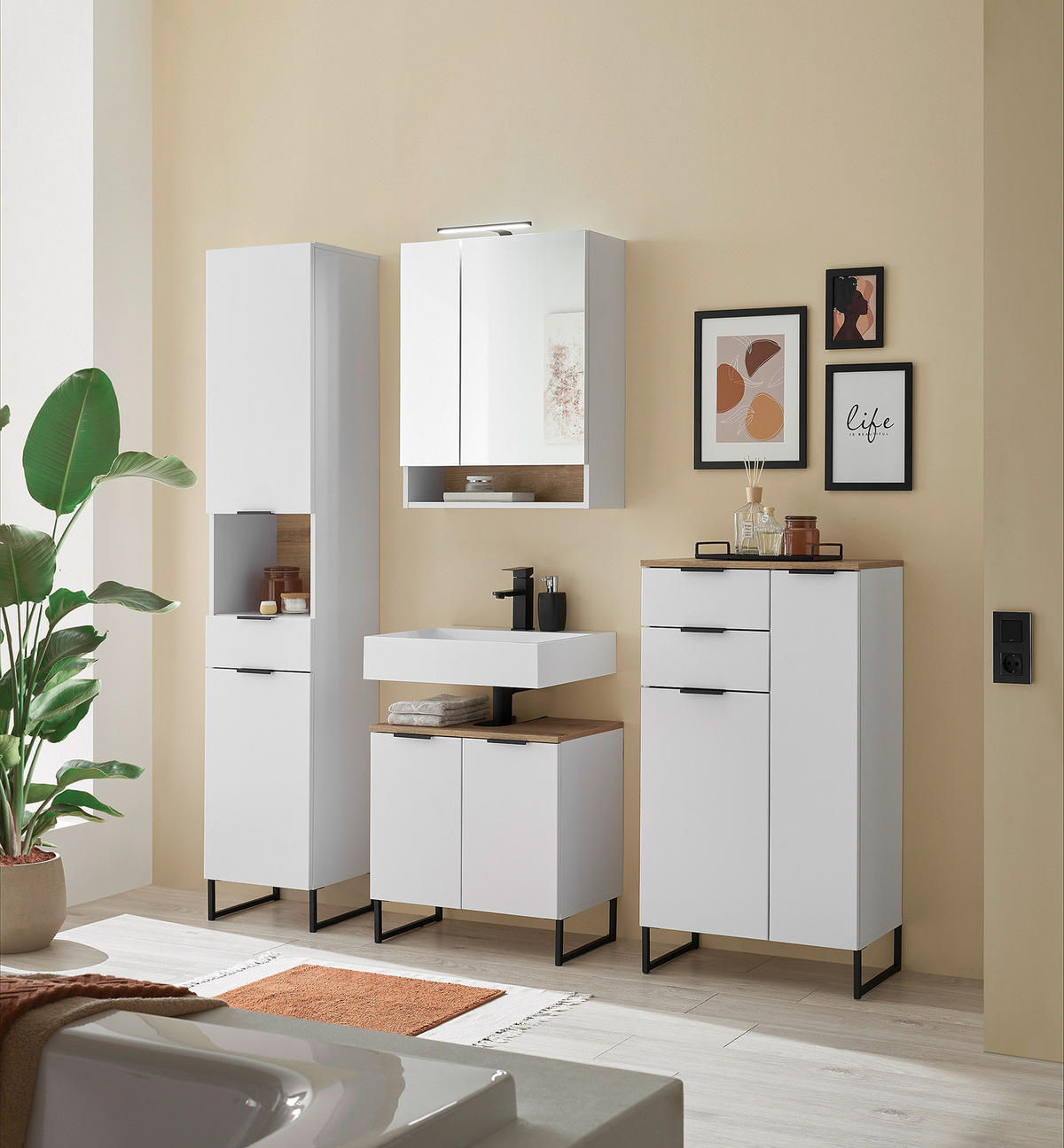 MIDISCHRANK mit 2 Schubladen - Weiß, Holzwerkstoff (60/106/32cm) - home24