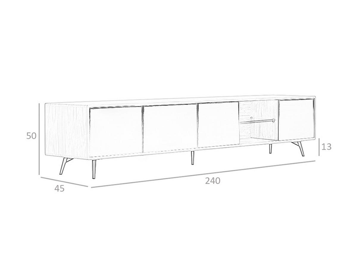 TV-ELEMENT Walnuss Schwarz 240/45/50 cm - Walnussfarben/Schwarz, Holz (240/50/45cm) - ANGEL CERDA