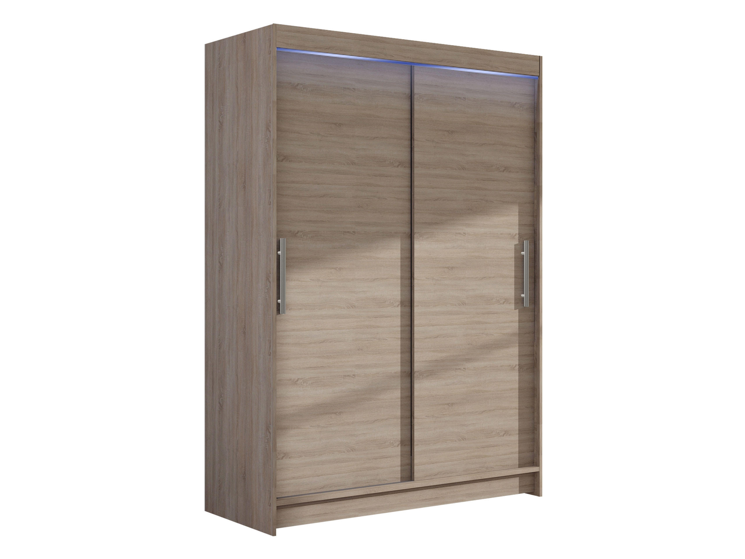 KLEIDERSCHRANK Miami I, mit RGB LED Beleuchtung - Silberfarben/Trüffeleichefarben, Holzwerkstoff/Kunststoff (120/200/58cm) - MIRJAN24
