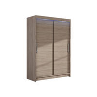 KLEIDERSCHRANK Miami I, mit RGB LED Beleuchtung - Silberfarben/Trüffeleichefarben, Holzwerkstoff/Kunststoff (120/200/58cm) - MIRJAN24