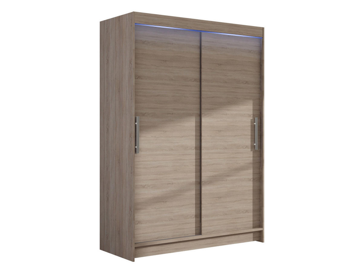 KLEIDERSCHRANK Miami I, mit RGB LED Beleuchtung - Silberfarben/Trüffeleichefarben, Holzwerkstoff/Kunststoff (120/200/58cm) - MIRJAN24