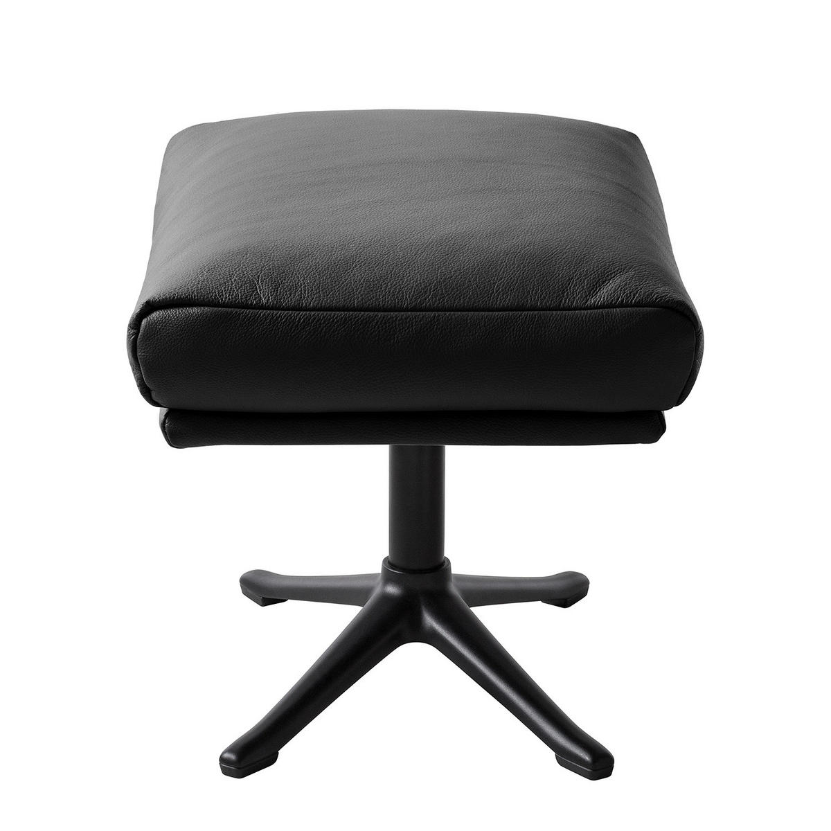 POLSTERHOCKER mit Kreuzfuß - Schwarz, Leder/Metall (51/37/41cm) - home24