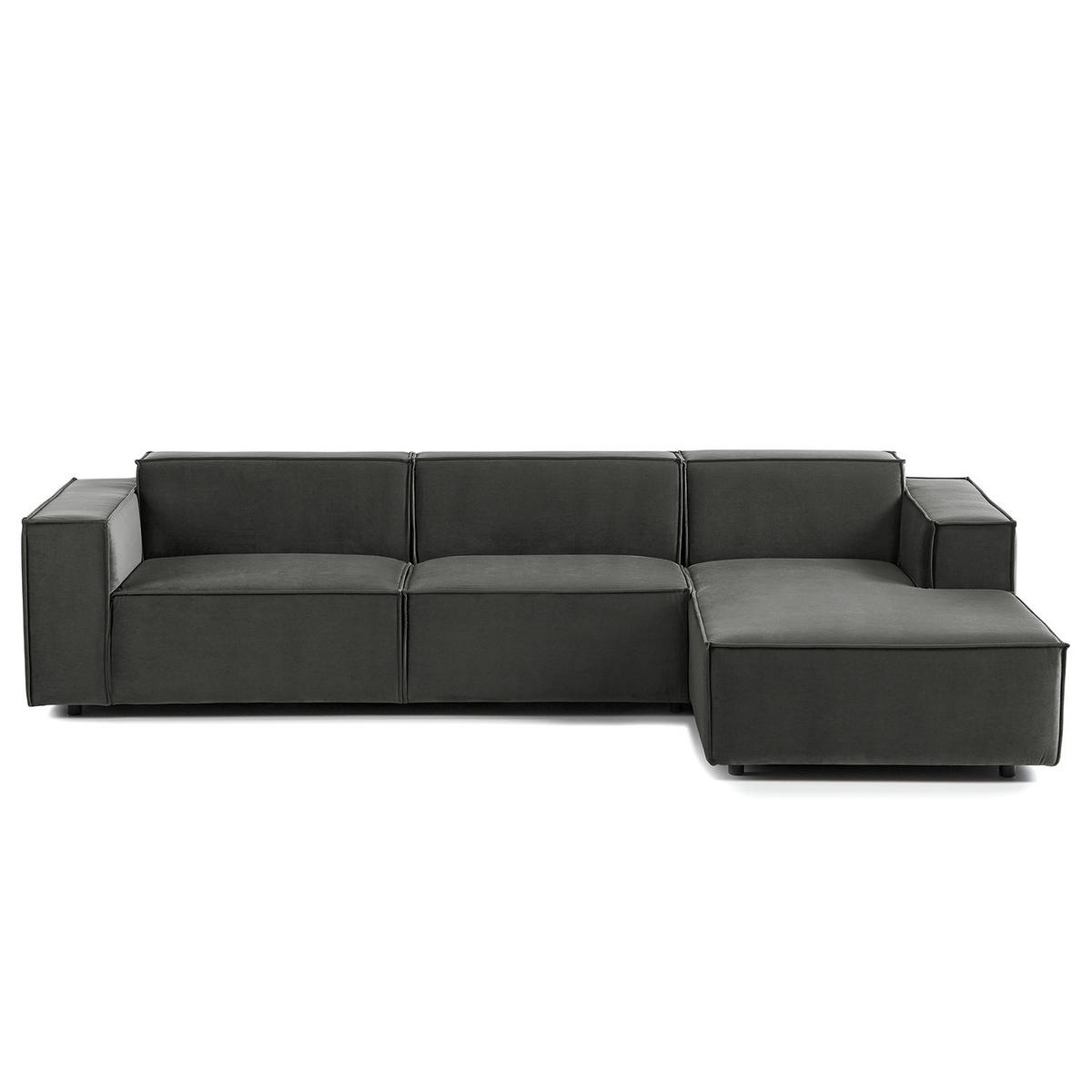 ECKSOFA mit Longchair - Schwarz/Grau, Kunststoff/Textil (294/177cm) - home24