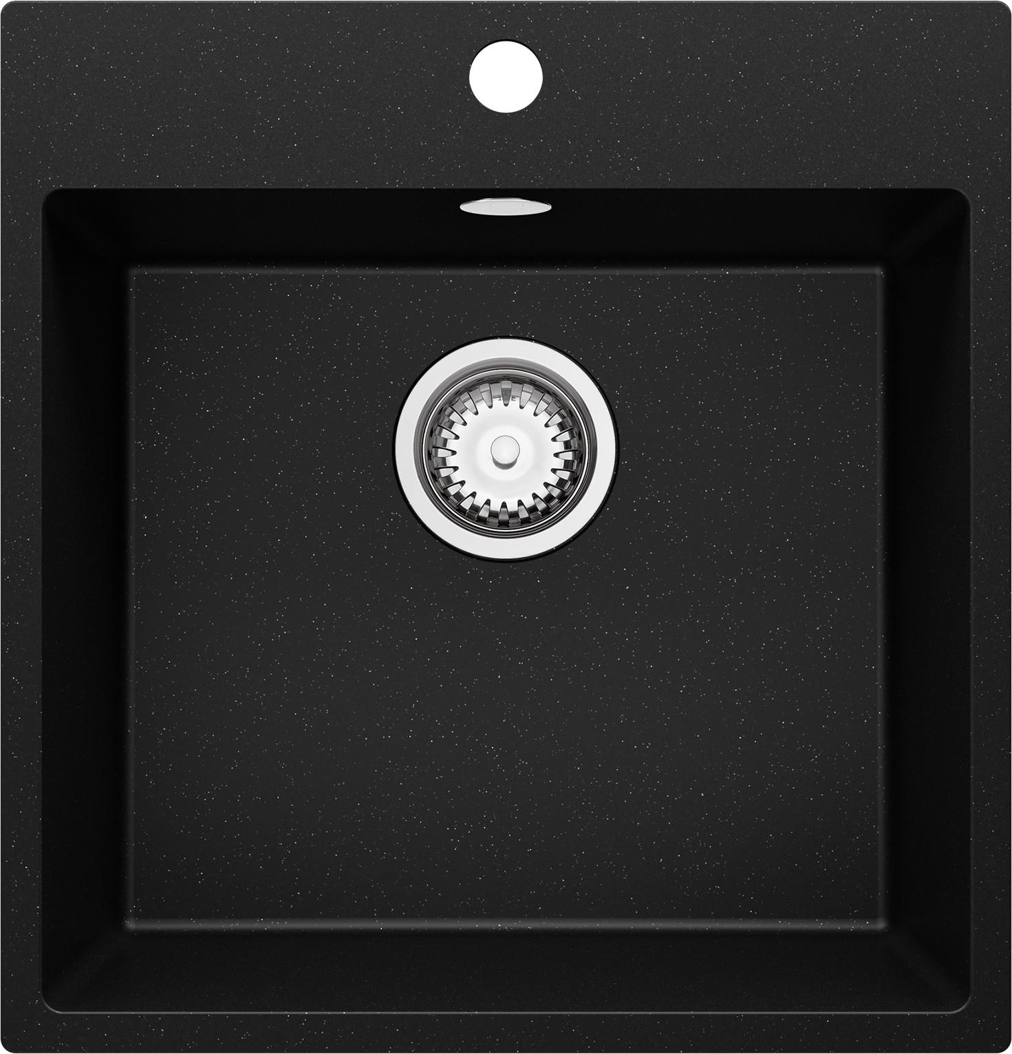 SPÜLBECKEN Riga, 2-er set Schwarz Metallic 48/50 cm 1 Becken + Ablauf-Set ab 50er Unterschrank - Chromfarben/Schwarz Hochglanz, Kunststoff (48/20/50cm) - Primagran