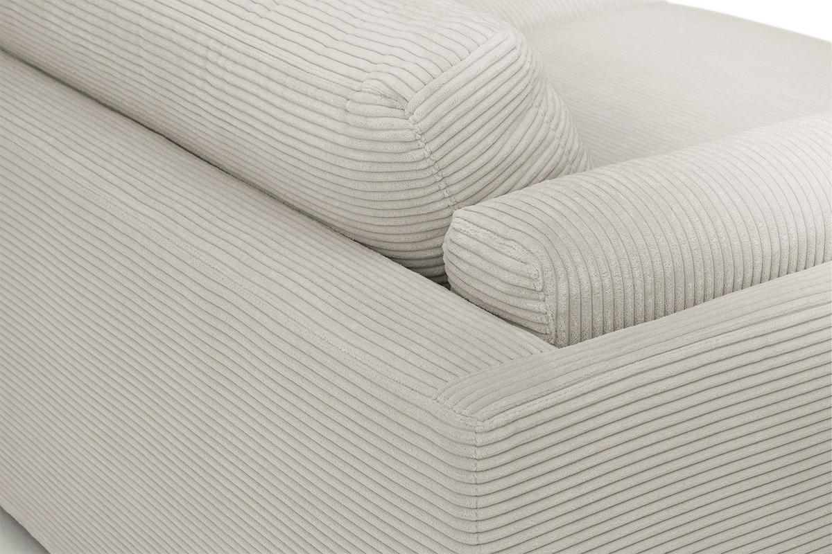 BIG SOFA RAINA Steingrau Cord - Greige/Schwarz, Kunststoff/Textil (254/85/150cm) - KAWOLA