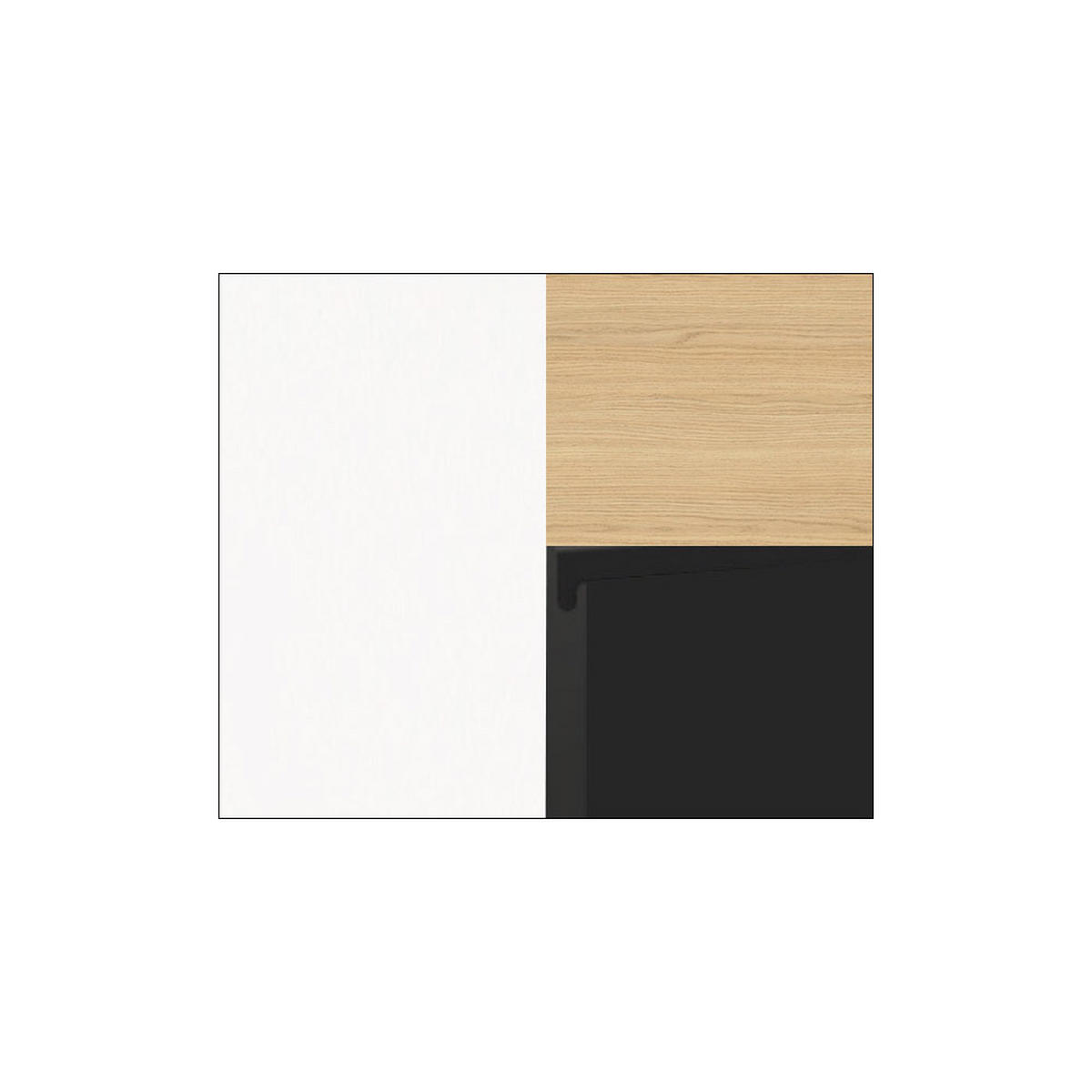 KÜCHENZEILE Arezzo M weiß matt / Vicenca Eiche - graphit matt / Lupek Jura Anthrazit 448 / 59 / 207cm 16-teilig - Braun/Grau, Holzwerkstoff (448/243/60cm) - Feldmann-Wohnen