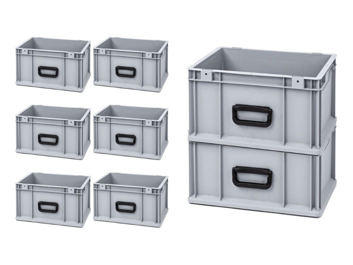 EUROBOX 8x Nextgen Portable Uno 22x30x40cm 20 Liter - Grau, Kunststoff (30/22/40cm) - PROREGAL