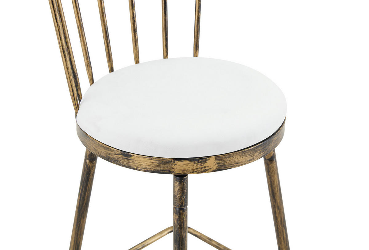 BARHOCKER Windsor-Stil Metall PU Brown+White - Weiß, Metall (39/96/39.1cm) - Meubliv