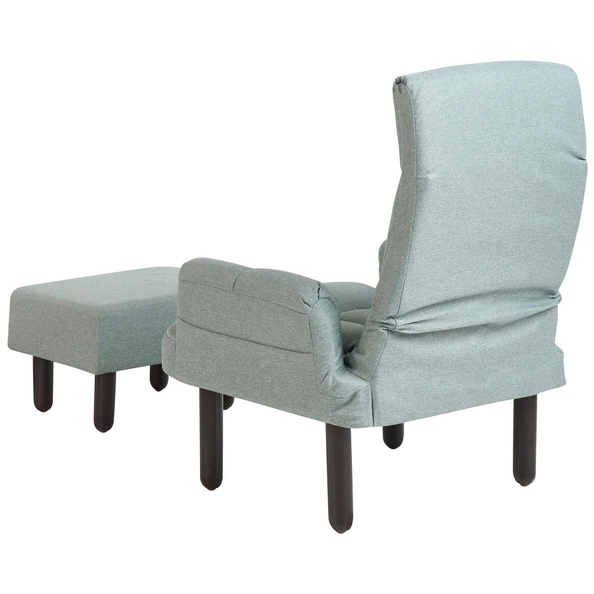 SESSEL Leinen mintgrün manuell verstellbar mit Hocker Oland - Braun/Grau, Textil (65/94/62cm) - Beliani