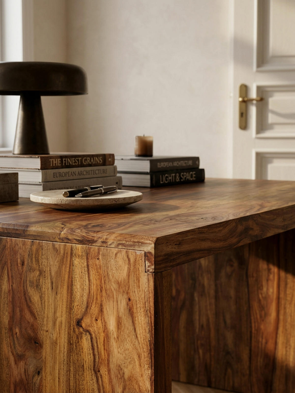 SCHREIBTISCH Massivholz Stauraum Abgerundete Ecken, Braun 160x80x76 cm - Braun, Holz (80/160/76cm) - KADIMA DESIGN