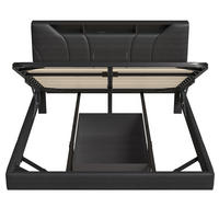 POLSTERBETT 160/200 cm schwarz mit Stauraum, LED und USB - Schwarz, Holz - SHOPENTRA