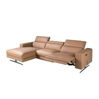 ECKSOFA mit Chaiselongue links aus braunem Leder 305/170/100 cm - Edelstahlfarben/Braun, Leder/Metall (305/170cm) - ANGEL CERDA