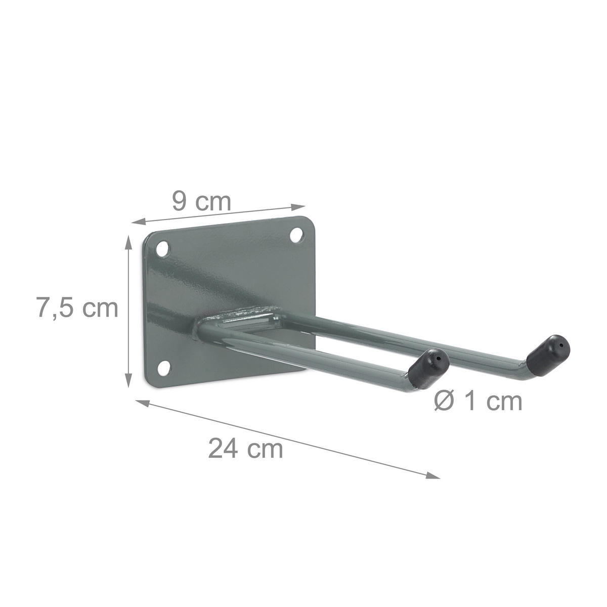 3XWANDHAKEN - Anthrazit, Kunststoff/Metall (9/7.5/24cm) - Relaxdays
