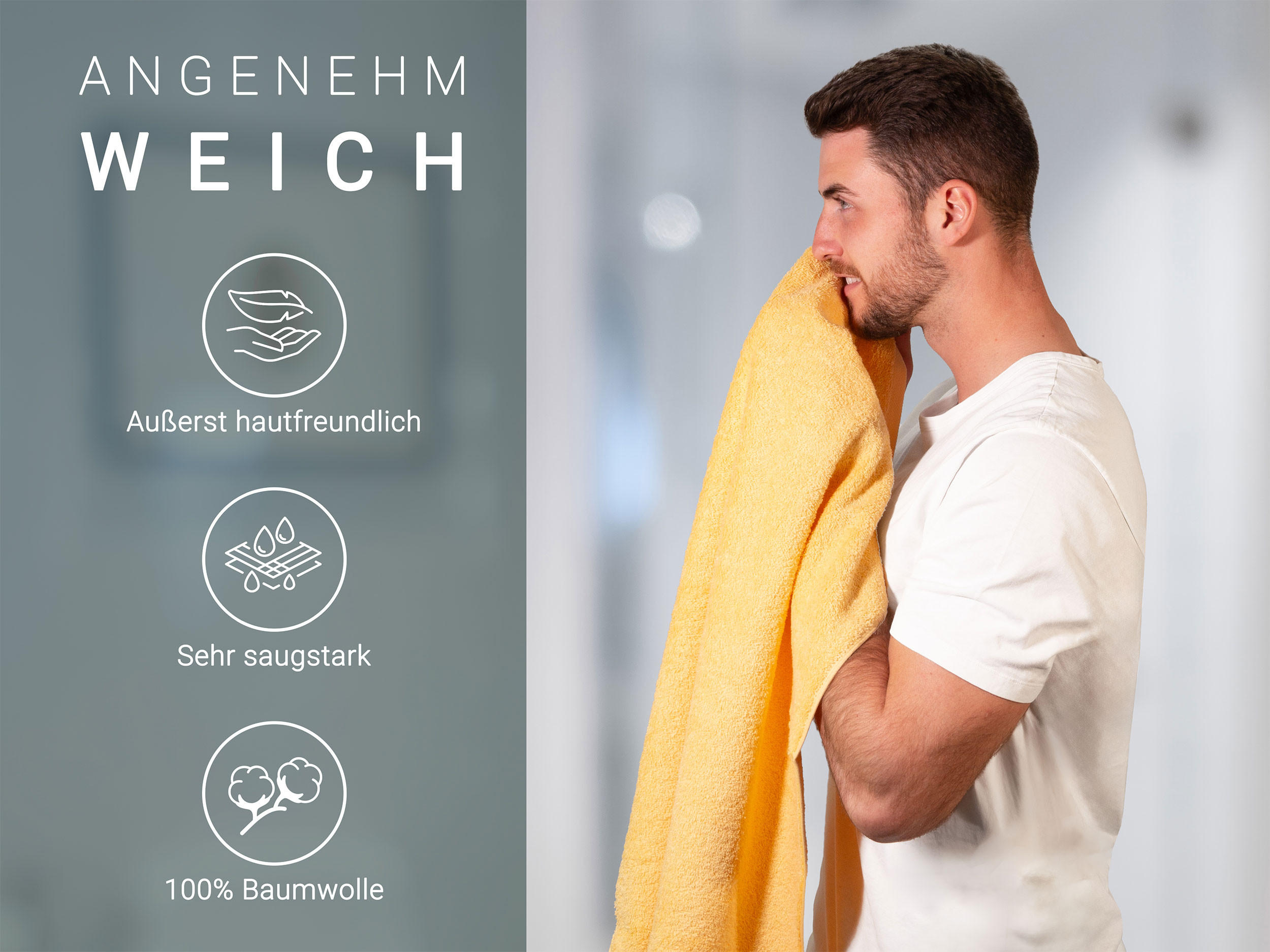 HANDTÜCHER, 6er-Set, 50x100 cm, 100% Baumwolle, Gelb - Gelb, Textil (50/100cm) - Zollner