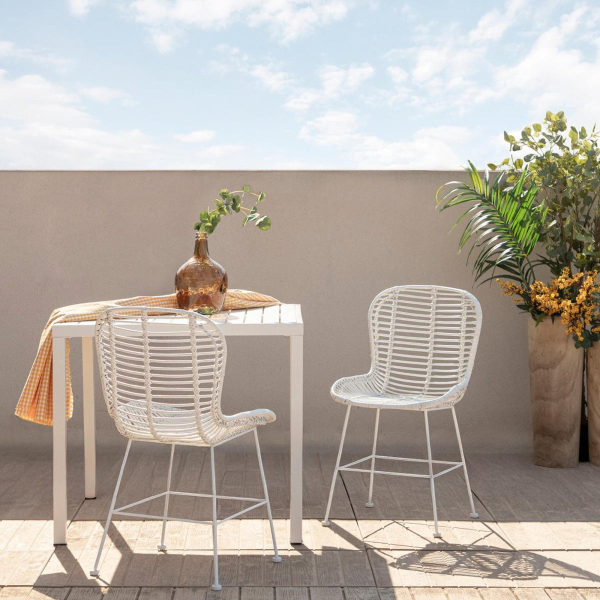 STUHL FÜR DRAUSSEN Leo Weiß 47 cm x 86 cm - Weiß, Naturmaterialien (47/86/57cm)