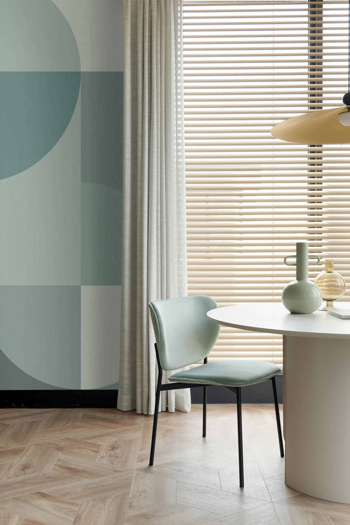 FOTOTAPETE Kreise im Bauhaus-Stil 250 x 279 cm - Blau, Papier (250/279cm) - Origin Wallcoverings