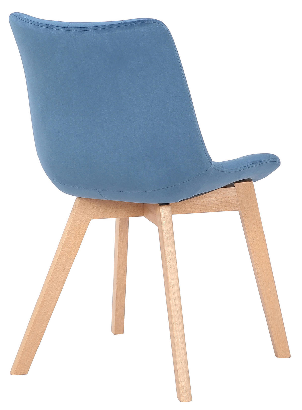 STUHL Samt Blau - Blau/Eukalyptusholzfarben, Holz/Textil (46/82/61cm) - CLP