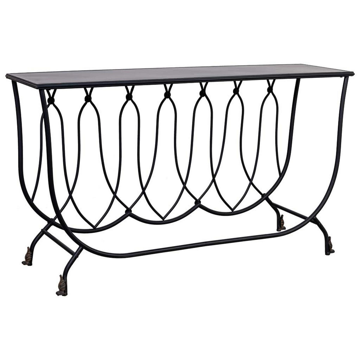 KONSOLE aus gealtertem schwarzen Metall 144x40x79 cm - Schwarz, Metall (40/144/79cm) - Wanderlust