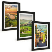 BILDER SET 3er Set - 20x30 cm Schwarzer Rahmen - Italienische Landschaften, Flussstraße - Schwarz, Kunststoff (20/30cm) - TULUP