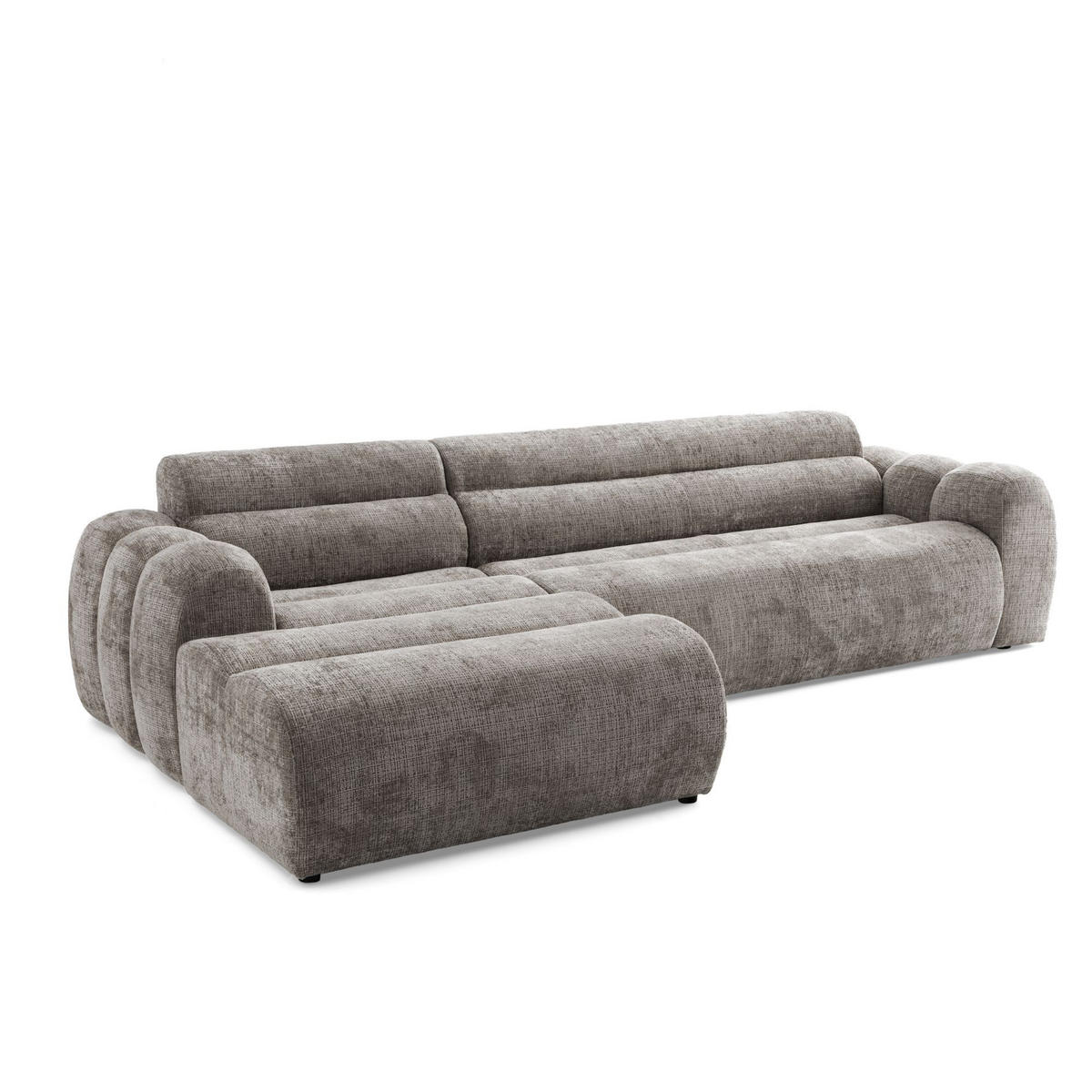 4-SITZER modulares Ecksofa VEER SET 1 Links, 298 x 175 cm, Chenille Webstoff Braun - Schwarz/Braun, Holz/Kunststoff (298/175cm) - Muffo