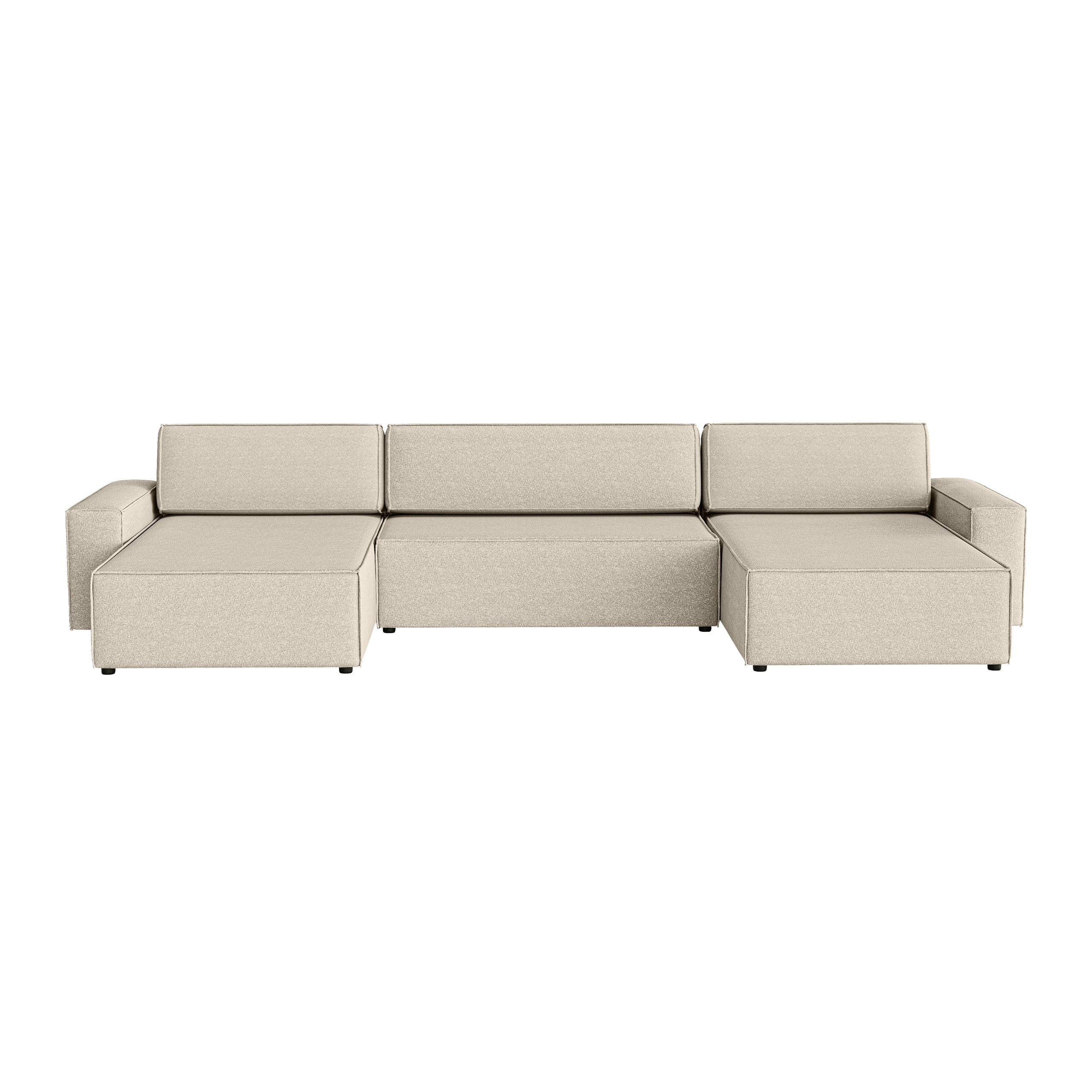 WOHNLANDSCHAFT Lummo U mit Schlaffunktion, Beige - Beige, Textil (386/70/185cm) - Fedve